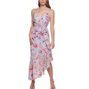 ELIZA J FLORAL PRINT POLYESTER MAXI DRESS in Blue Moon NWT Size 6